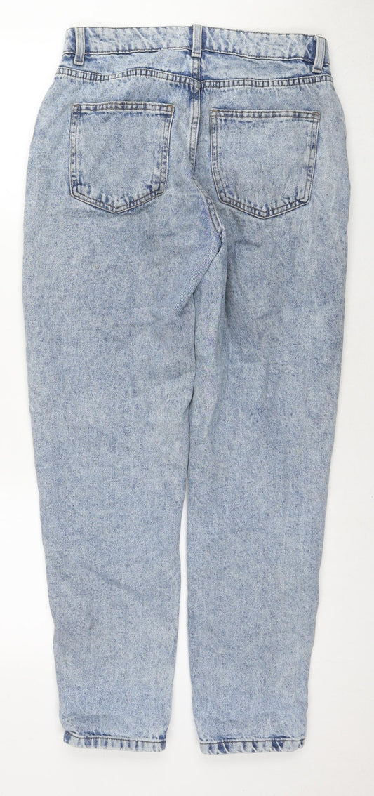 Denim & Co. Womens Blue Cotton Mom Jeans Size 8 L28 in Regular Zip