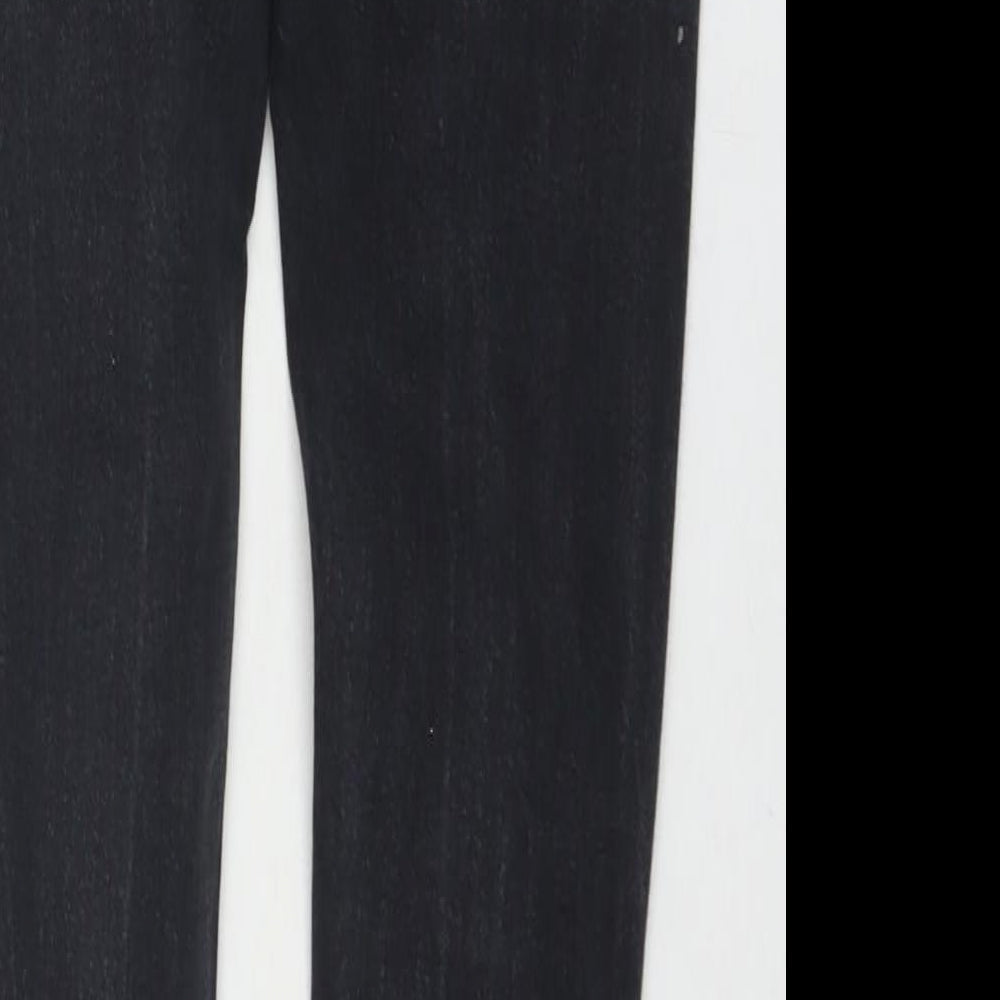 Brand and care label for I SAW IT FIRST women’s black cotton skinny jeans, size UK 8, 20.5-inch leg regular zip