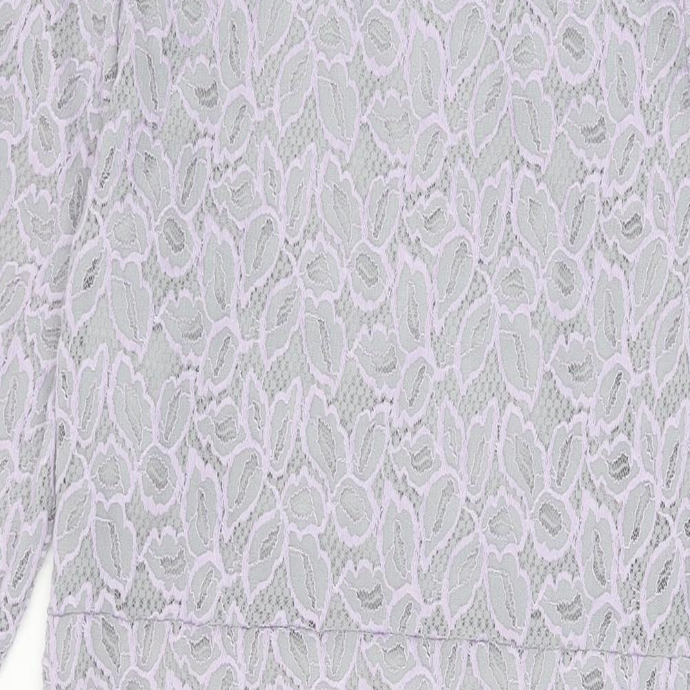 Marks and Spencer Womens Grey Floral Polyamide Bodycon Size 12 Round Neck Pullover