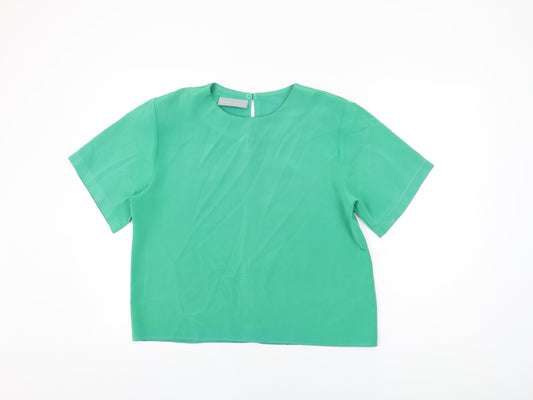 Additional front view of Principles women’s green polyester basic t-shirt, size UK 14, round neck