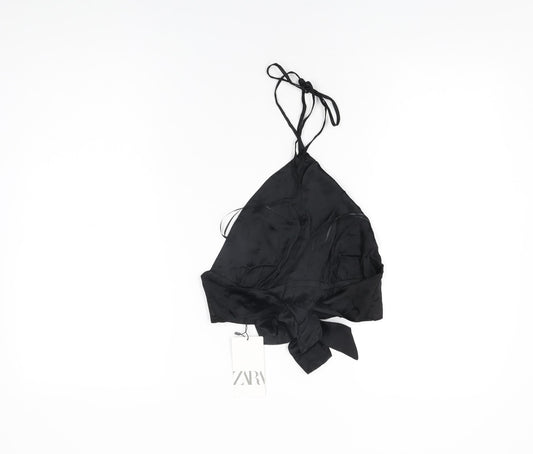 Womens UK Size S Zara Black Cropped T-Shirt