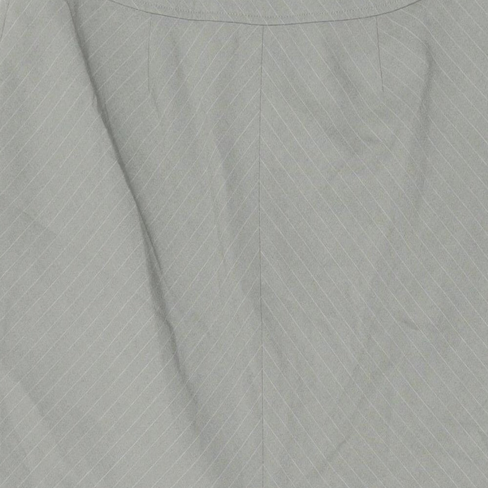 Per Una Womens Grey Striped Polyester Swing Skirt Size 14 Zip