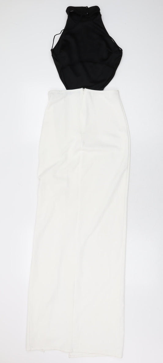 Missguided Womens White Polyester Maxi Size 6 Round Neck Zip