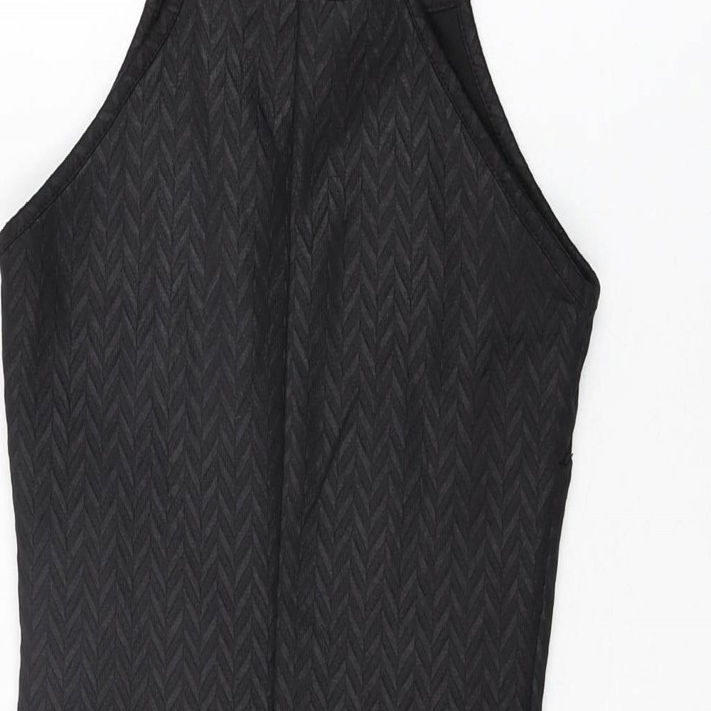 Miss Selfridge Womens Black Polyester Bodycon Size 4 Round Neck Pullover