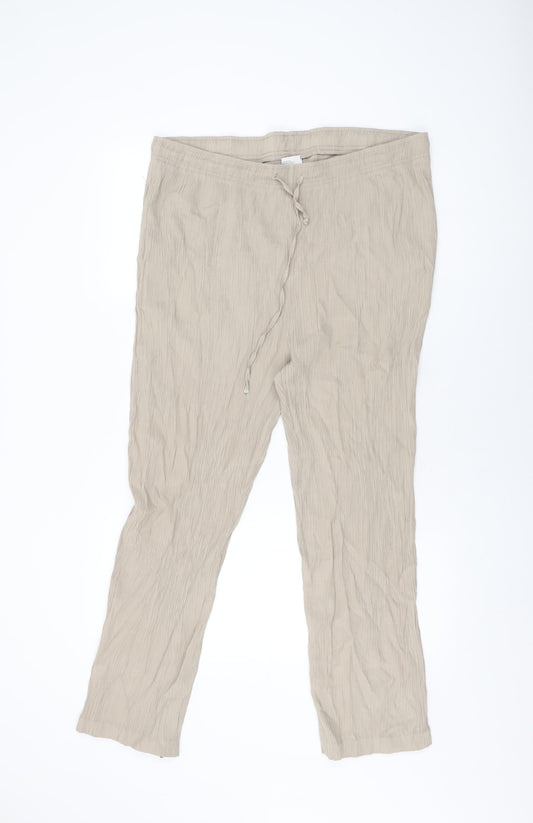 Womens UK Size 22 Damart Regular Fit Beige Trousers