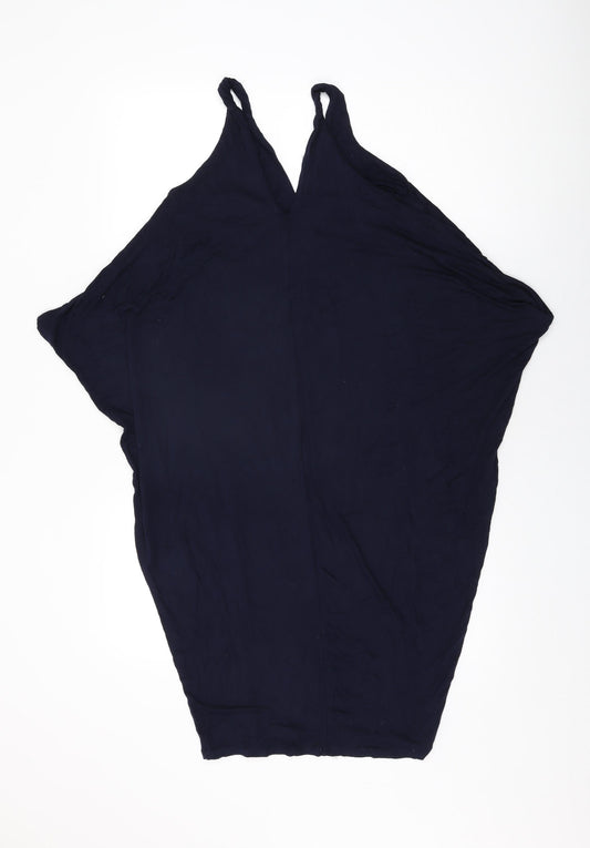 Additional front view of Roman women’s blue viscose shift, size UK 10, v-neck pullover