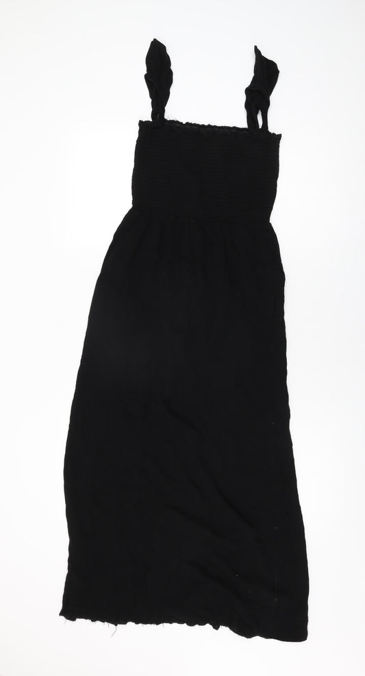 New Look Womens Black Polyester Maxi Size L Square Neck Pullover
