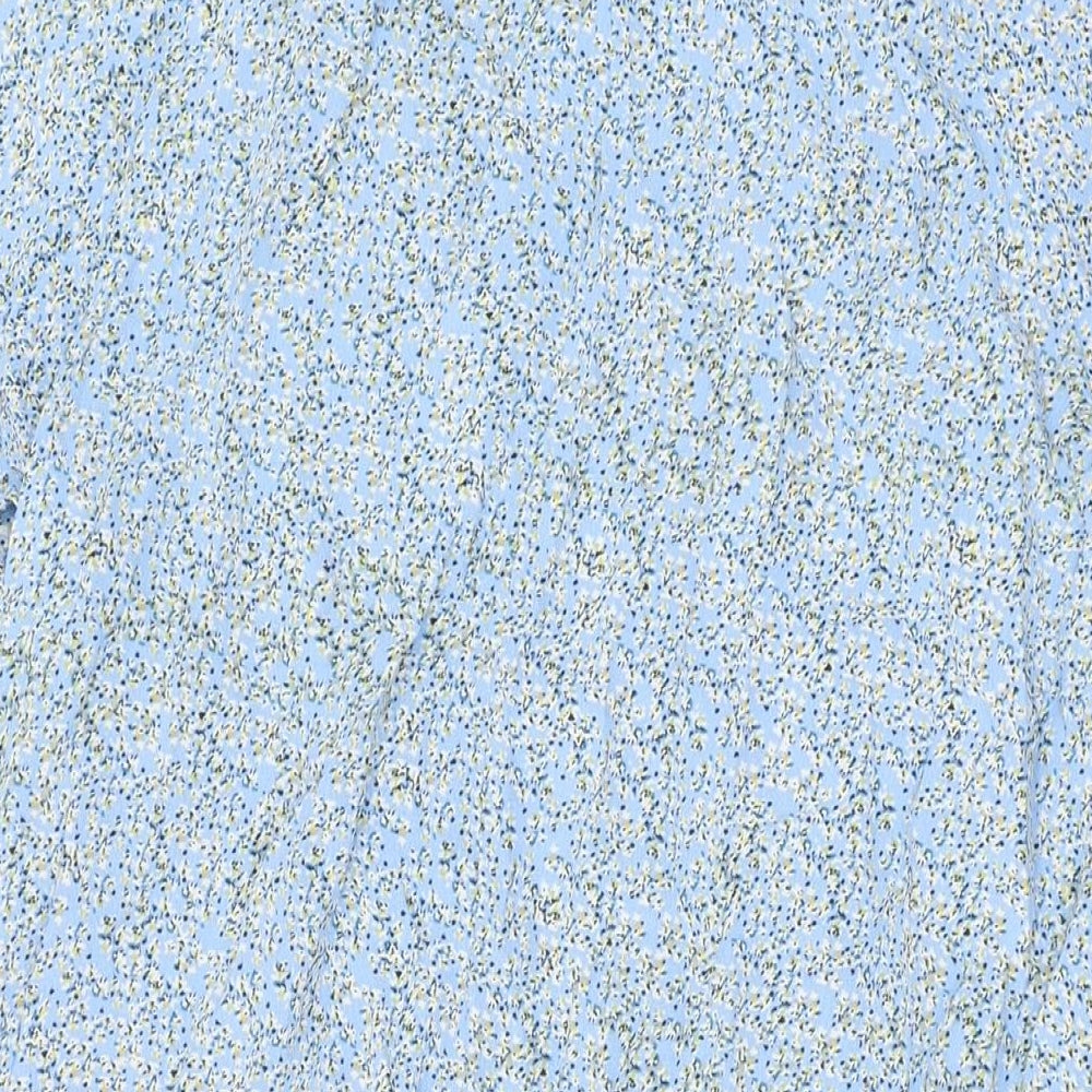 Monsoon Womens Blue Floral Viscose Shift Size L V-Neck Pullover