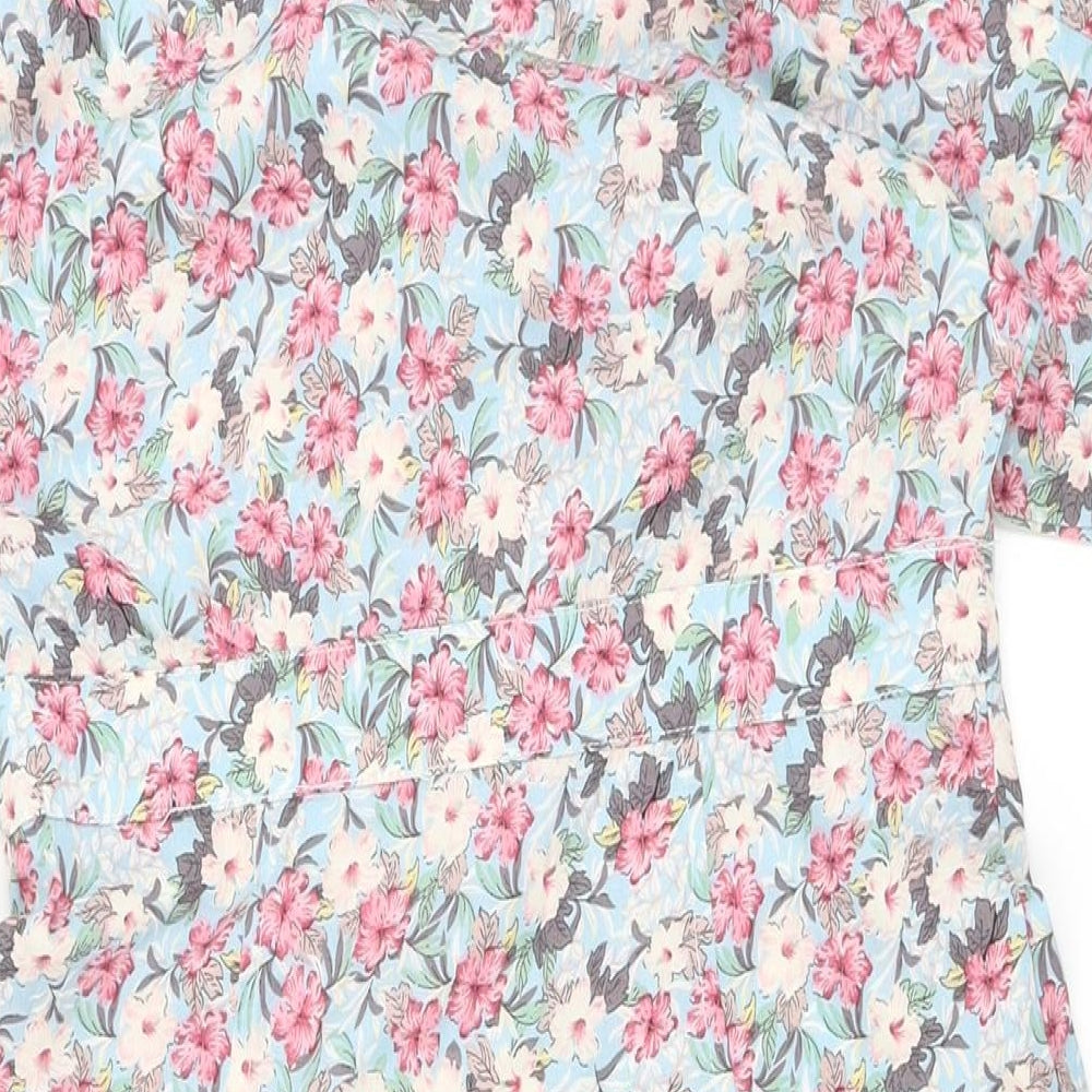 Brave Soul Womens Multicoloured Floral Polyester A-Line Size M V-Neck Button