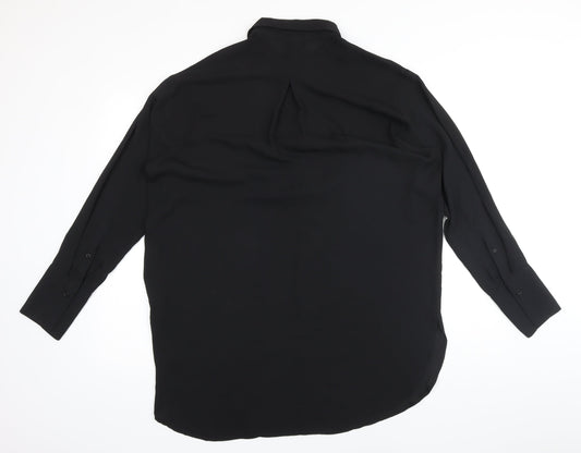 Womens UK Size M H&M Black Basic Button-Up