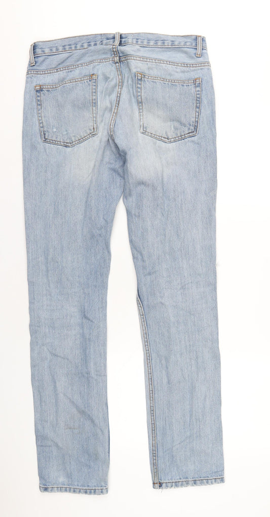 Mens UK Size 34 in Topman Regular Fit Straight Blue Jeans