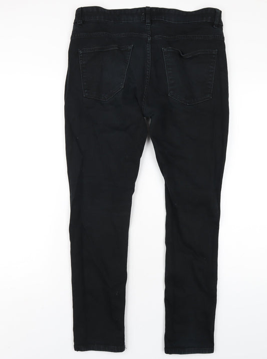 Easy Mens Black Cotton Skinny Jeans Size 34 in L29 in Regular Zip