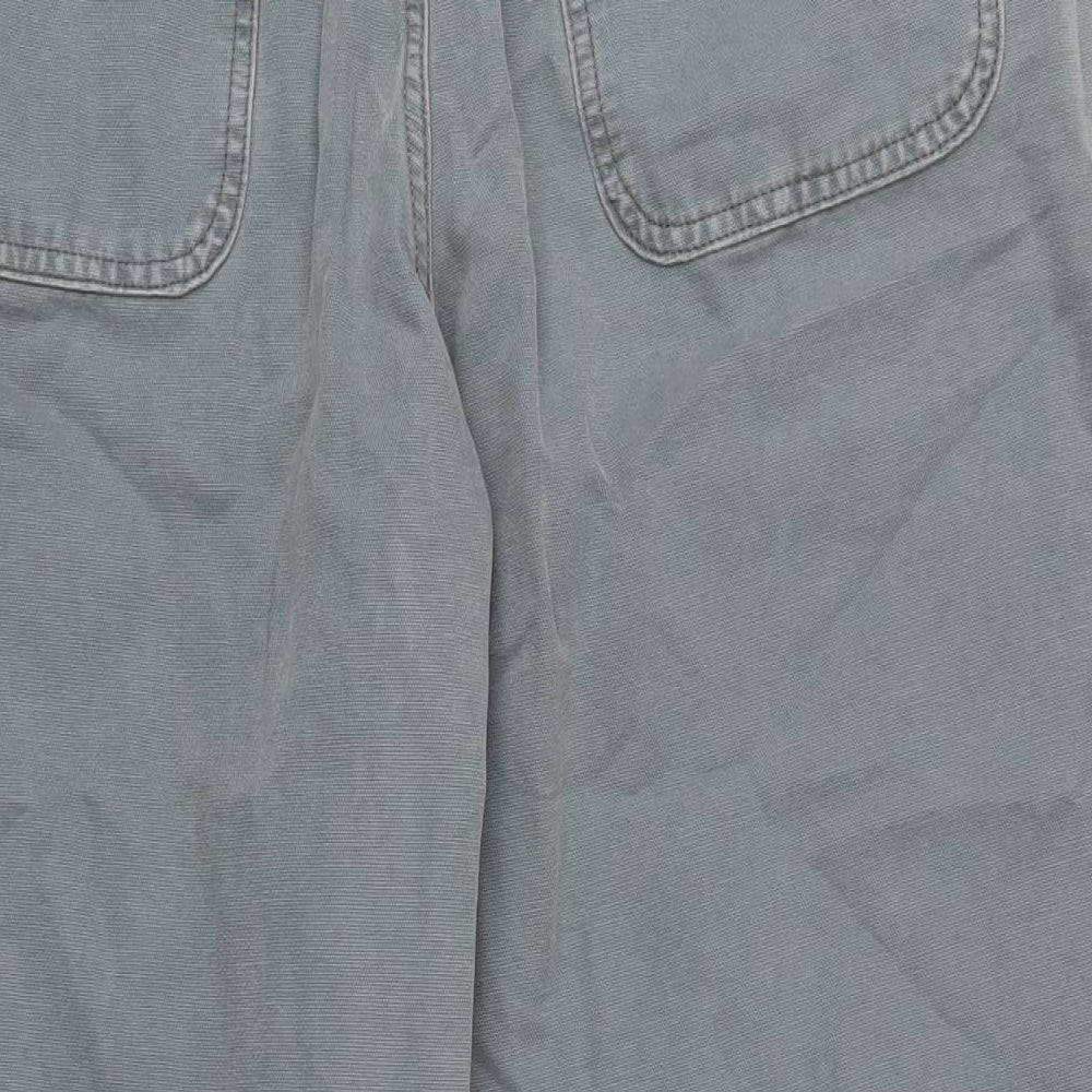 ASOS Womens Green Cotton Wide-Leg Jeans Size 14 L31 in Regular Zip