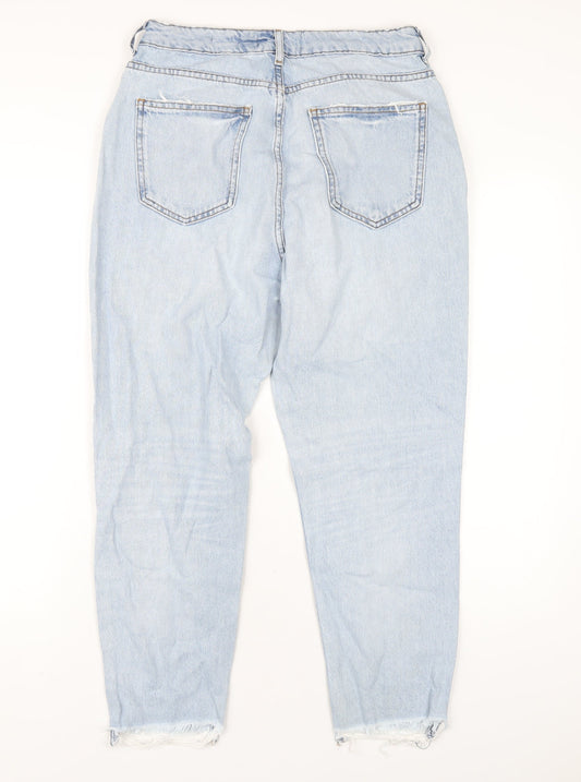 New Look Womens Blue Cotton Straight Jeans Size 12 L26 in Regular Zip