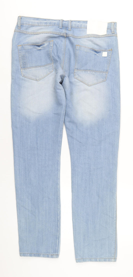 Denim & Co. Mens Blue Cotton Straight Jeans Size 34 in L32 in Regular Button