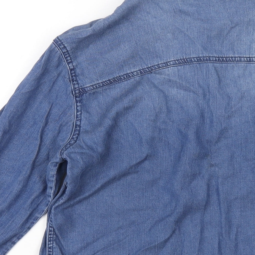 Womens UK Size S VILA Blue Basic Button-Up