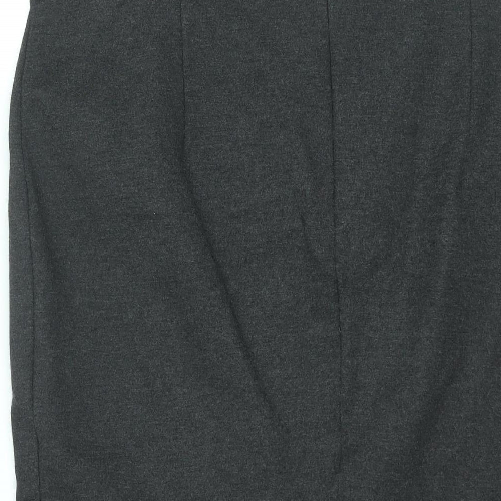 Marks and Spencer Womens Grey Viscose Trumpet Skirt Size 16 Zip