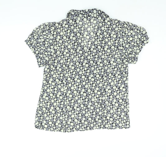 Mia Moda Womens Grey Geometric Polyester Basic Blouse Size 16 Collared - Frill