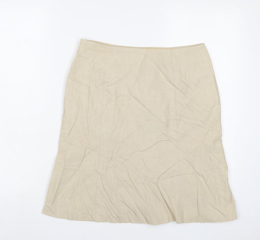 NEXT Womens Beige Cotton A-Line Skirt Size 8 Zip