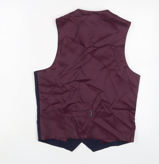 ASOS Mens Blue Polyester Jacket Suit Waistcoat Size 38 Regular