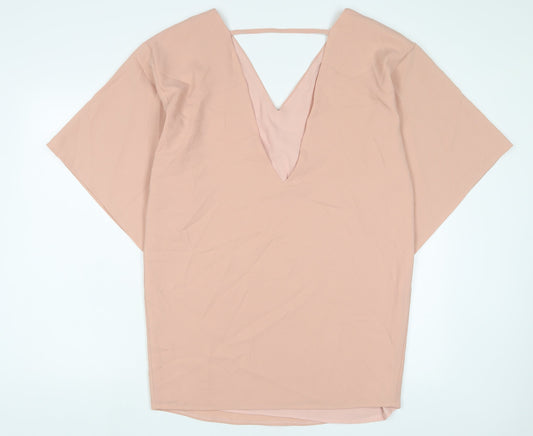 ASOS Womens Pink Polyester A-Line Size 10 V-Neck Pullover