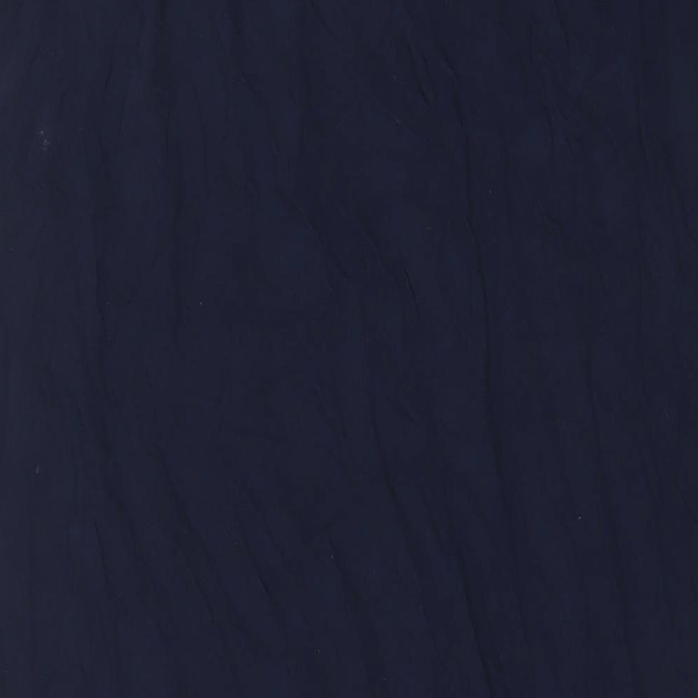 Marks and Spencer Womens Blue Cotton A-Line Size 18 V-Neck Pullover - Embroidered