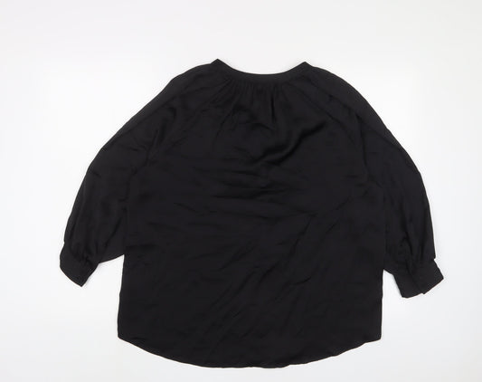 Womens UK Size 14 H&M Black Basic Blouse
