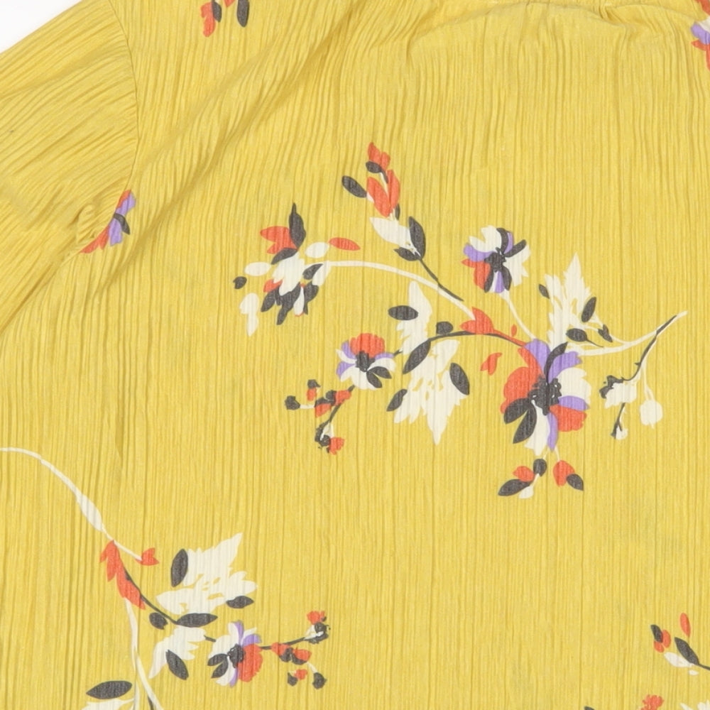 Autograph Womens Yellow Floral Polyester Basic T-Shirt Size 14 Crew Neck