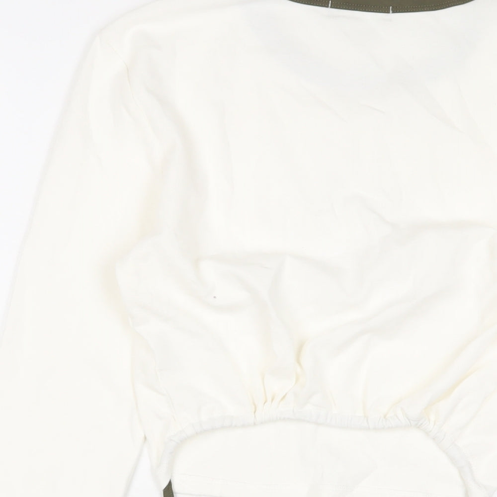 Womens UK Size 14 Urban Revivo White Cropped T-Shirt