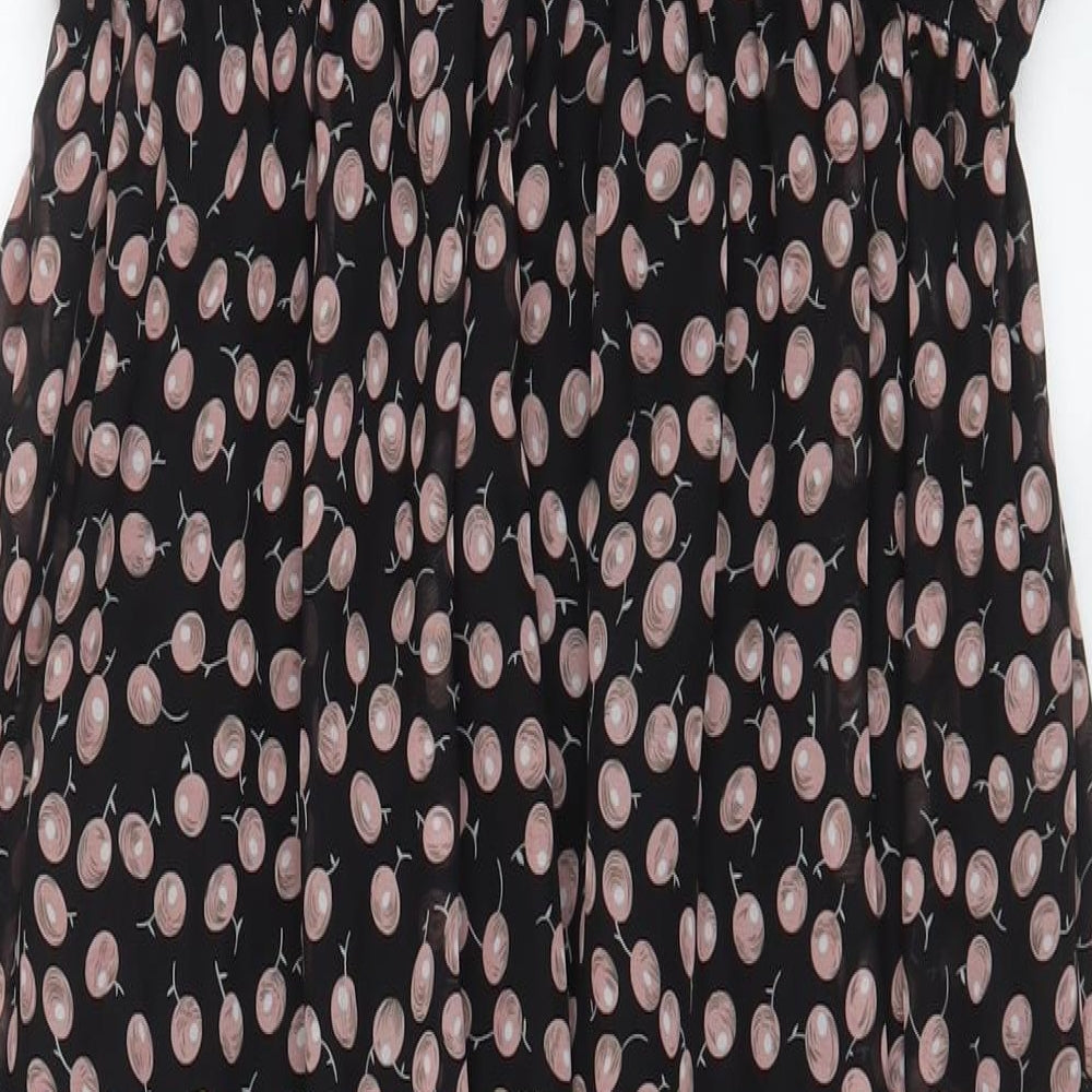 Pussycat London Womens Black Geometric Polyester A-Line Size XL Boat Neck Pullover