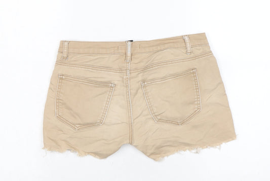 FOREVER 21 Womens Beige Cotton Culotte Shorts Size 30 in Regular Zip - Distressed