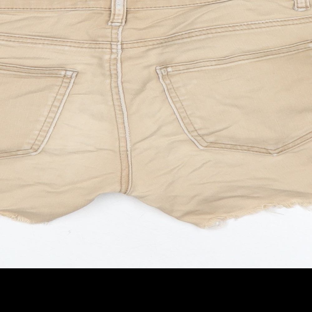 FOREVER 21 Womens Beige Cotton Culotte Shorts Size 30 in Regular Zip - Distressed