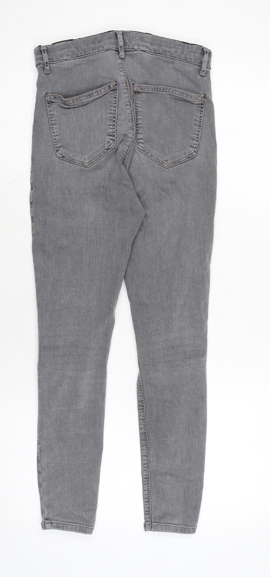Topshop Womens Grey Cotton Blend Skinny Jeans Size 24 in L25 in Regular Zip