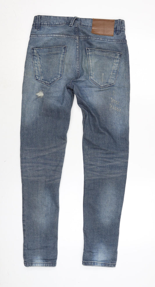 Denim & Co. Mens Blue Cotton Blend Tapered Jeans Size 28 in L28 in Regular Zip