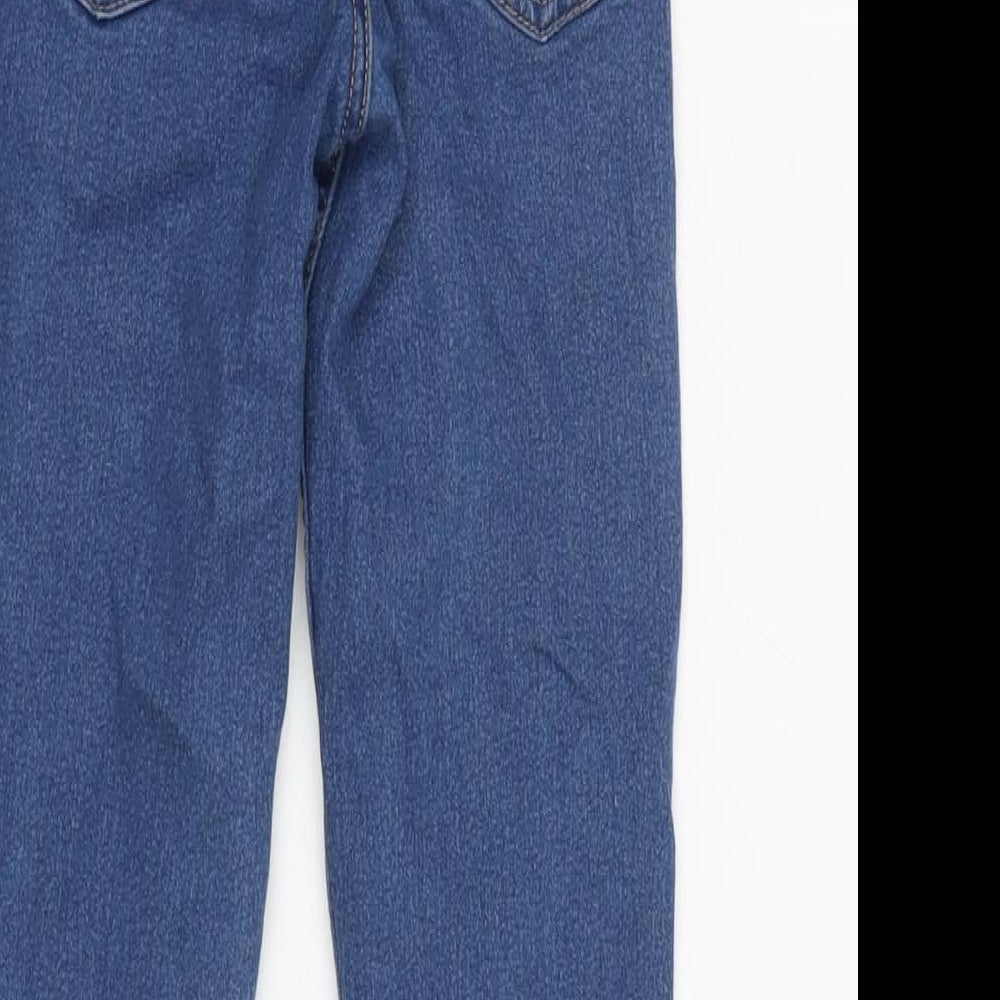 H&M Girls Blue Cotton Blend Straight Jeans Size 8 Years L21 in Regular Zip