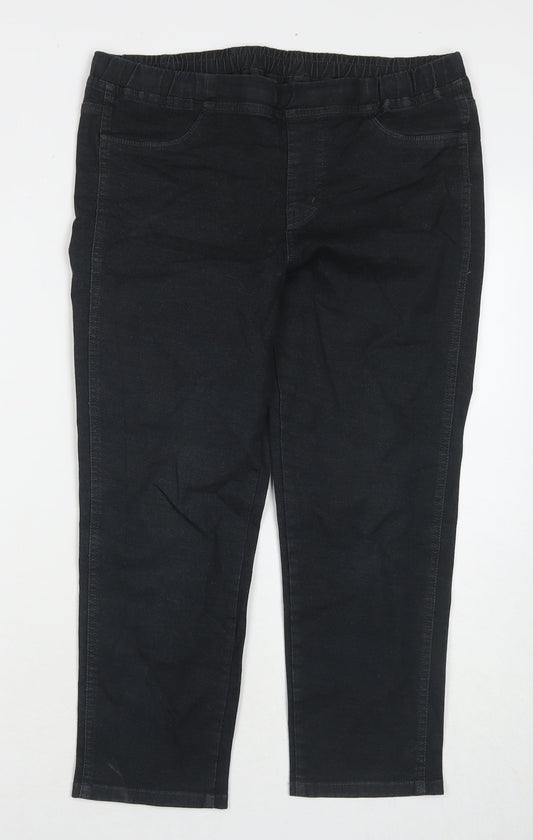 Womens UK Size M Uniqlo Regular Fit Capri Black Jeans