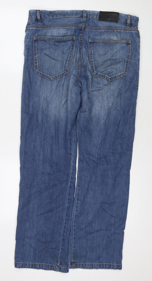 Autograph Womens Blue Cotton Straight Jeans Size 34 in L31 in Regular Zip