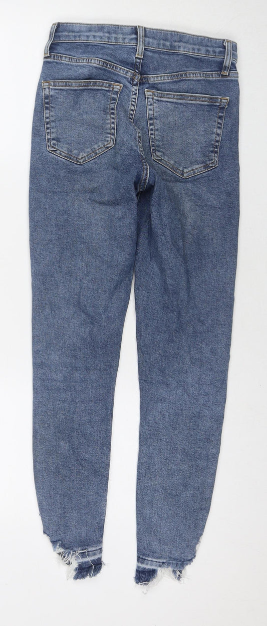 Topshop Womens Blue Cotton Skinny Jeans Size 25 in L30.5 in Regular Zip