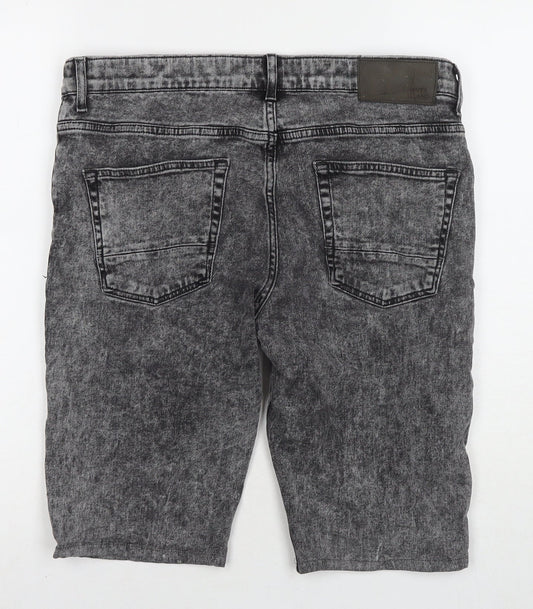 River Island Mens Grey Cotton Bermuda Shorts Size 34 in L10 in Regular Zip