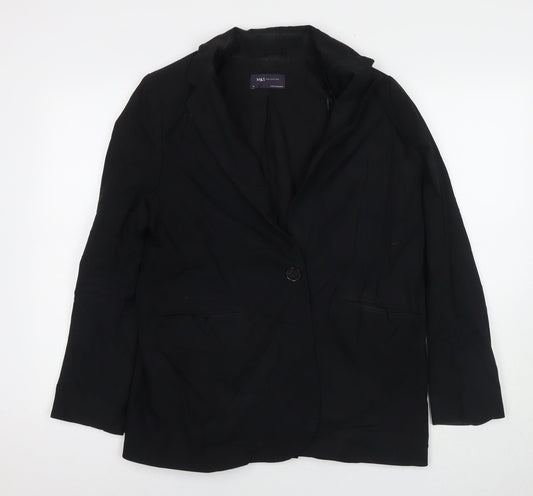 Womens UK Size 14 Marks and Spencer Black Biker Coat