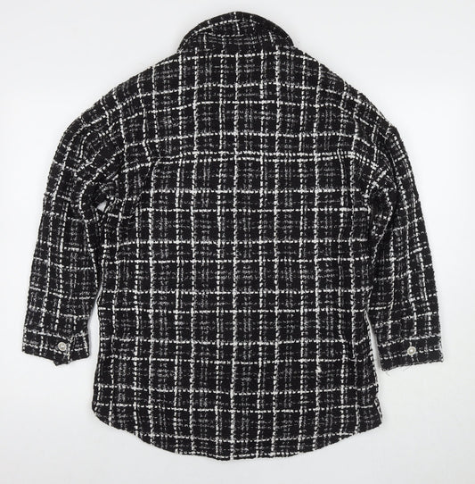 Quiz Womens Black Check Overcoat Coat Size 8 Button