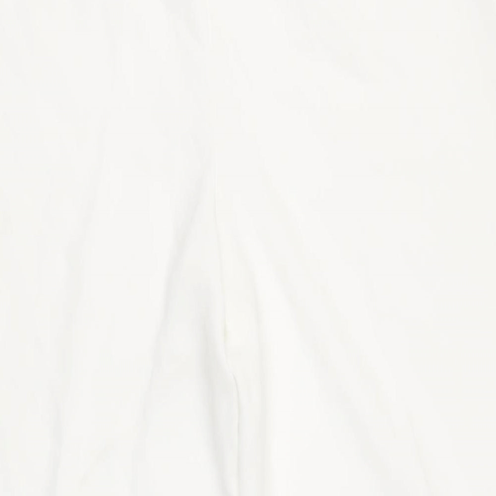 Womens UK Size L Zara Regular Fit Cropped White Trousers