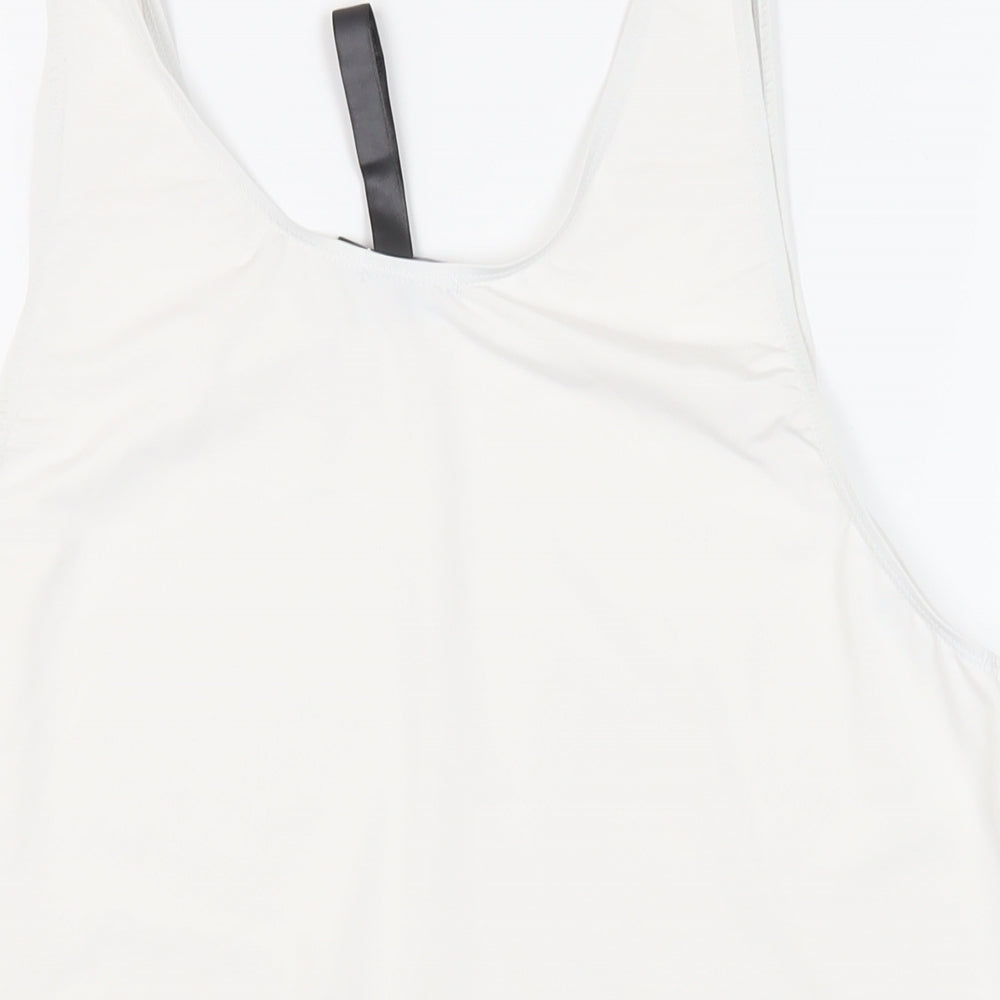 Boohoo Womens White Polyester Pullover Tank Size 8 Scoop Neck Pullover - Gym Workout Running