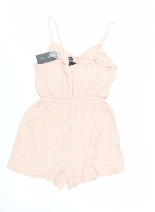 New Look Womens Pink Viscose Playsuit One-Piece Size 10 - Elasticated Waist