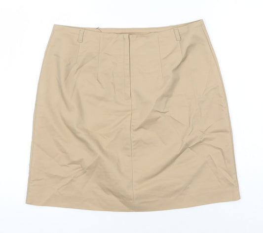 H&M Womens Beige Cotton Mini Skirt Size 8 Zip