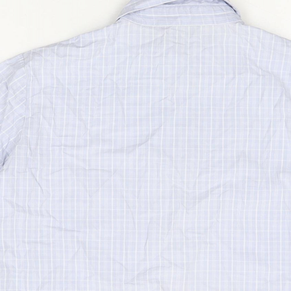 Hawkshead Womens Blue Geometric Cotton Basic Button-Up Size 10 Collared