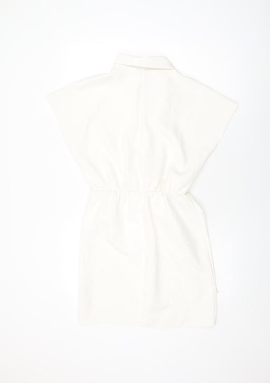 ASOS Womens White Polyester Shift Size 10 Collared Pullover