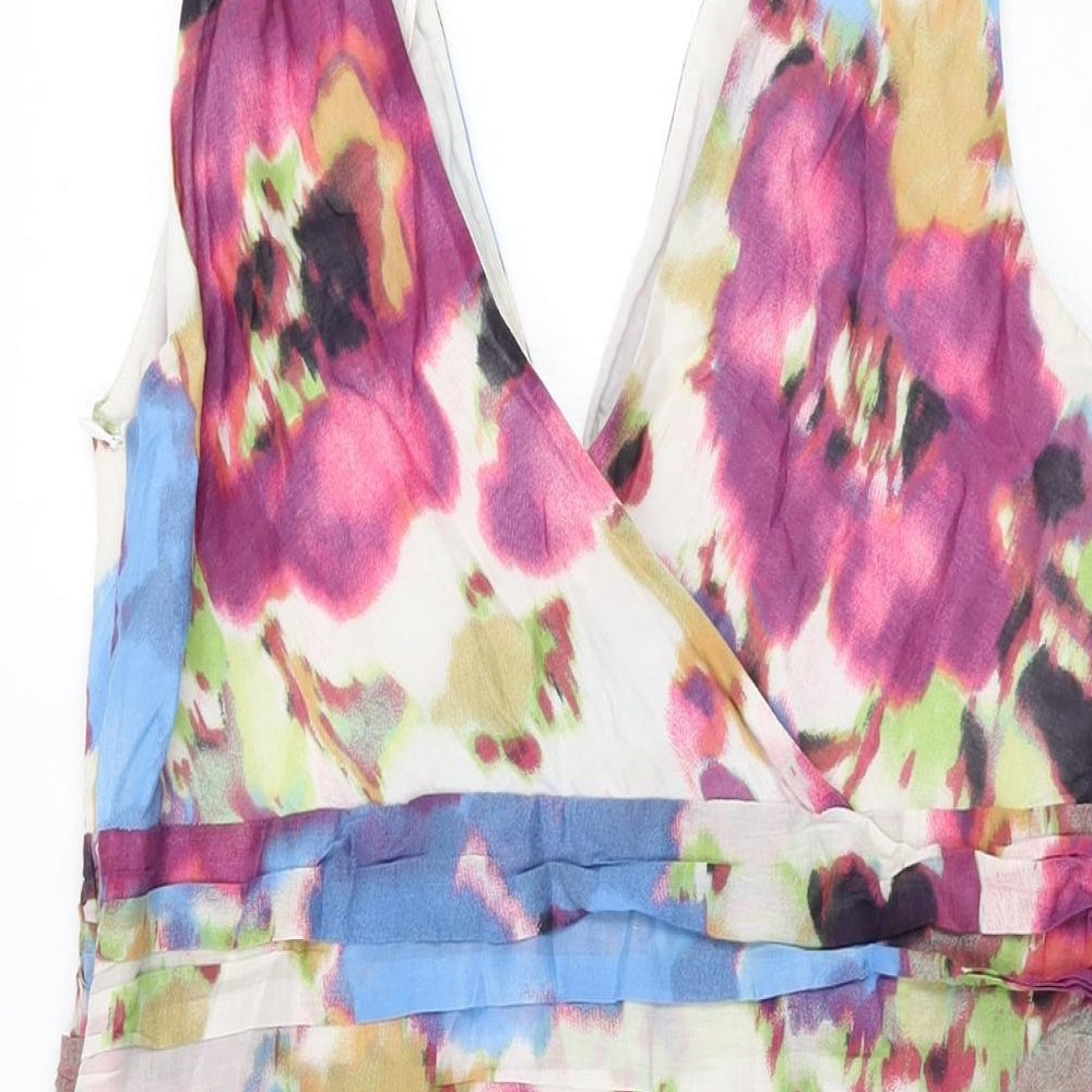 Pepperberry Womens Multicoloured Geometric Cotton A-Line Size 14 V-Neck Zip