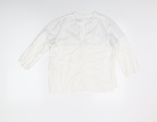 Womens UK Size S Hollister White Basic Button-Up