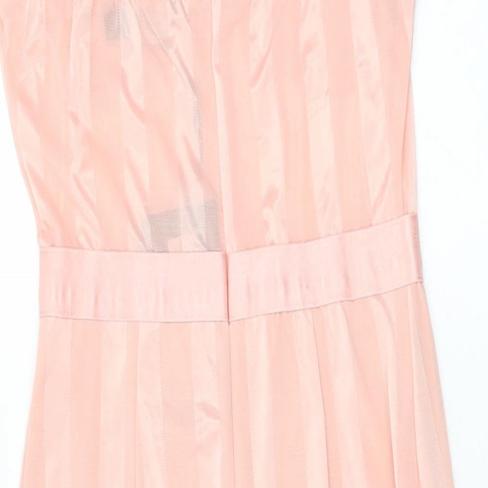 PRETTYLITTLETHING Womens Pink Polyester Bodycon Size 10 V-Neck Zip